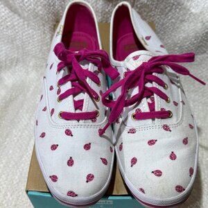 Keds & Kate Spade Butterfly Pink and White Sneakers, Size 9M, EUC with box!